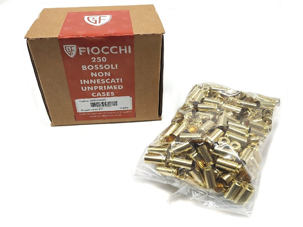 Bossoli Fiocchi 40 S&W Ottone Non Innescati ricarica tiro Sportivo 250 Pz