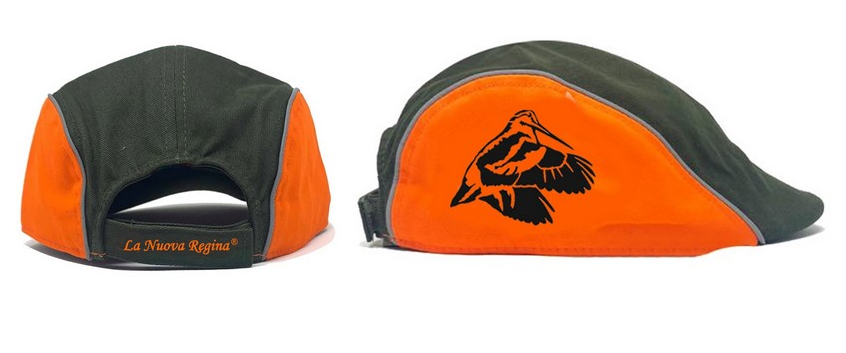 Coppola con Ricamo Beccaccia Taglia Unica Regolabile Velcro Verde Arancio Fluo