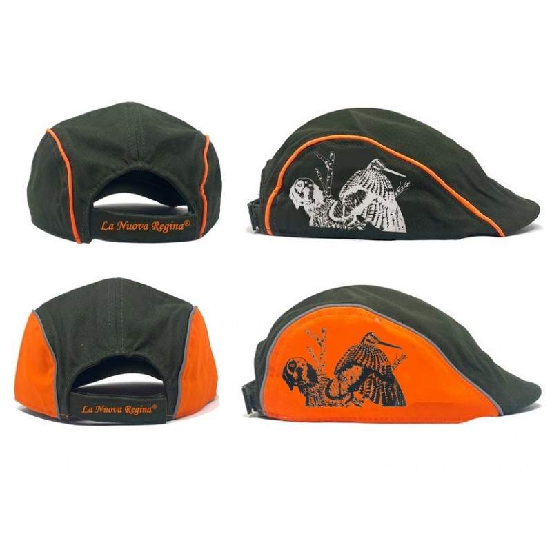 Coppola cappello caccia con ricamo setter e beccaccia taglia unica regolabile
