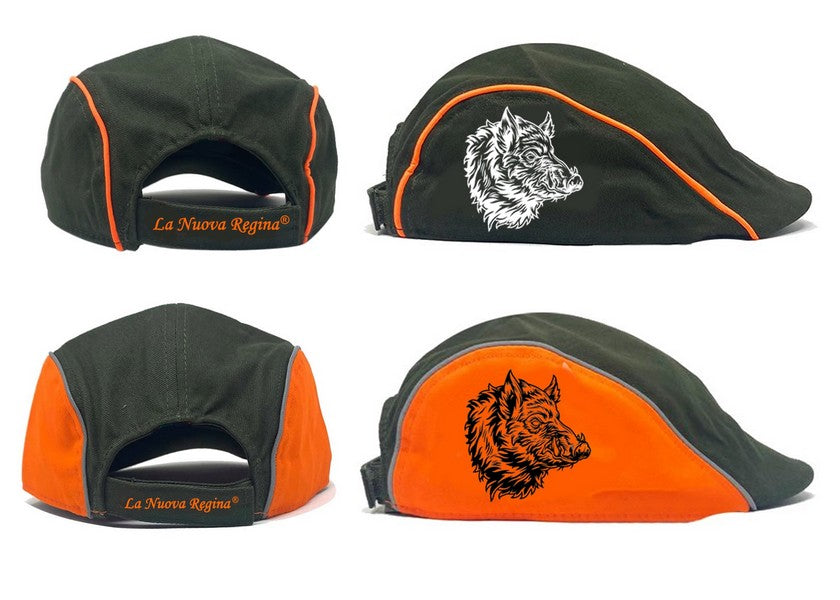 Coppola cappello caccia con ricamo Cinghiale taglia unica regolabile chiusura velcro