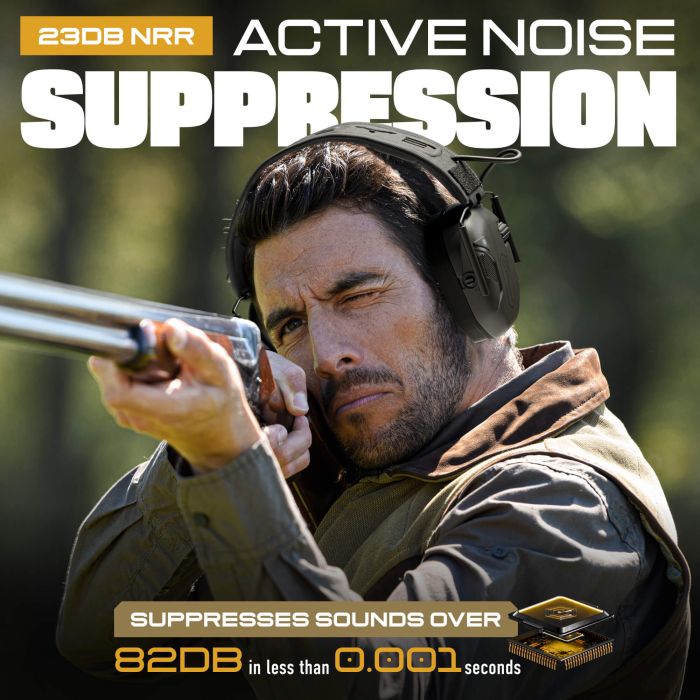 Leader electronic ear defenders for clay pigeon shooting, noise reduction, hearing protection