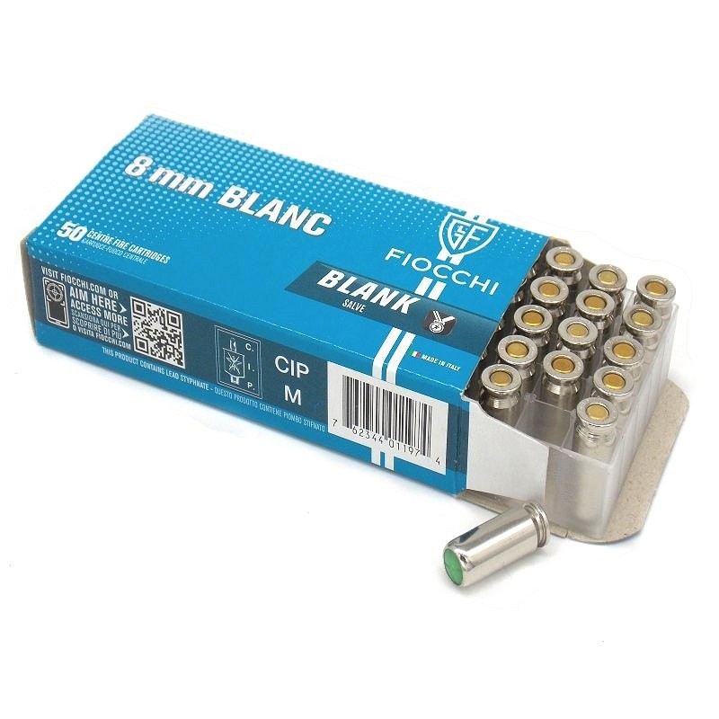 Cartucce a Salve 8mm Fiocchi 50pz per Scacciacani Capodanno Gare Cinofile