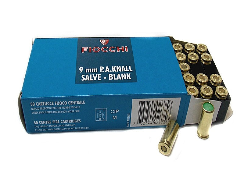 Cartucce a Salve 9mm P.A. Knall Fiocchi 50pz per Pistole Scacciacani Capodanno