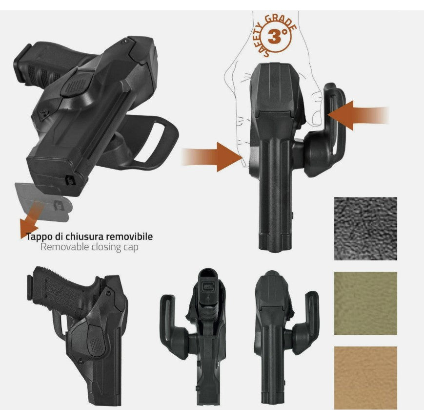 Fondina Vega Holster DCH809 Polimero Livello III Glock 19 23 25 32 38