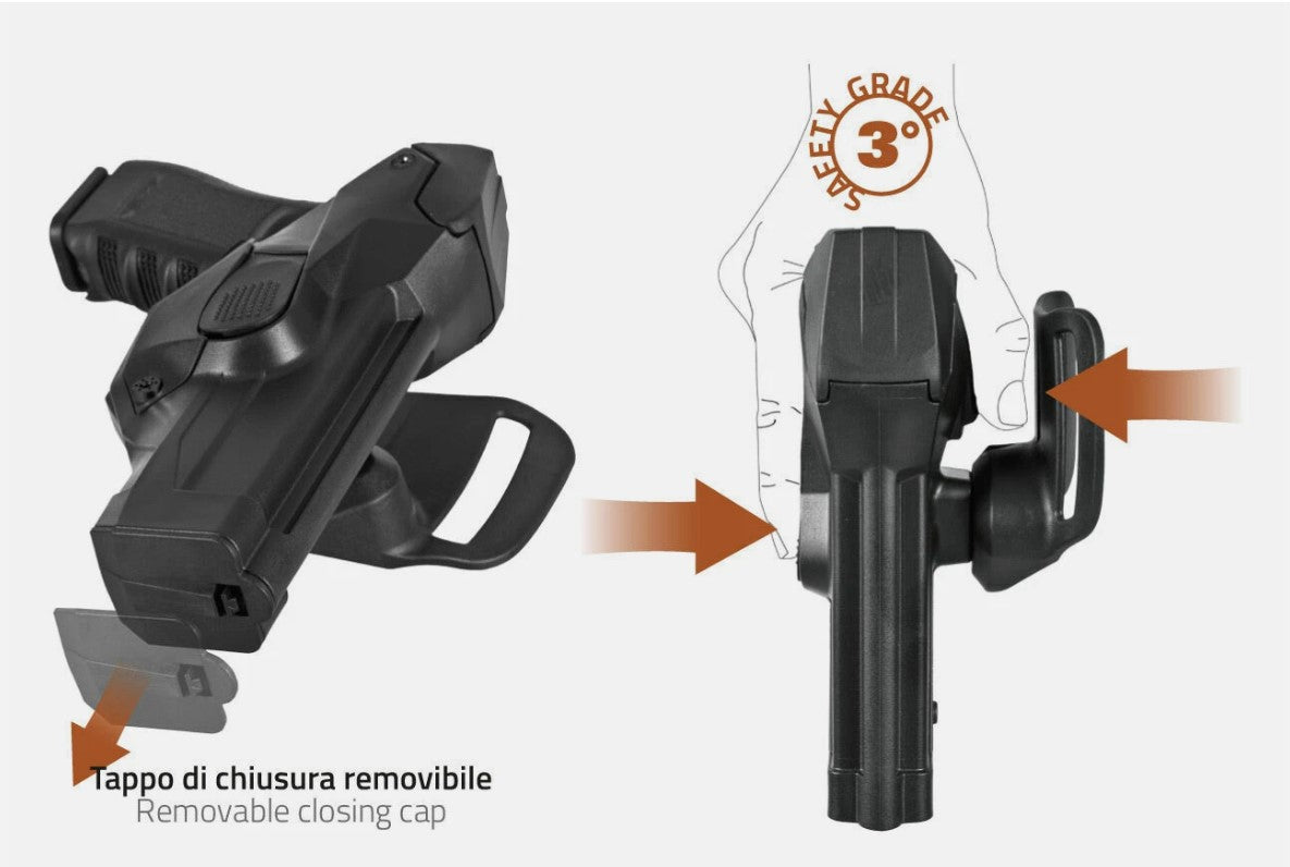 Fondina Vega Holster DCH809 Polimero Livello III Glock 19 23 25 32 38