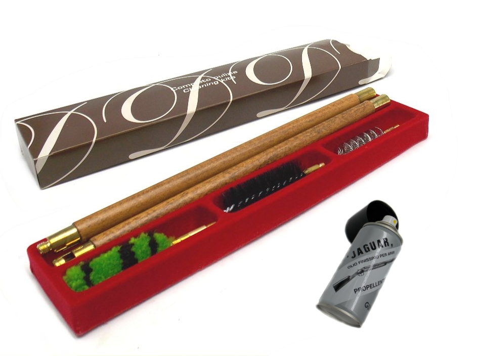 Kit pulizia fucile calibro 12 con olio spray per armi da caccia tiro a volo poligono