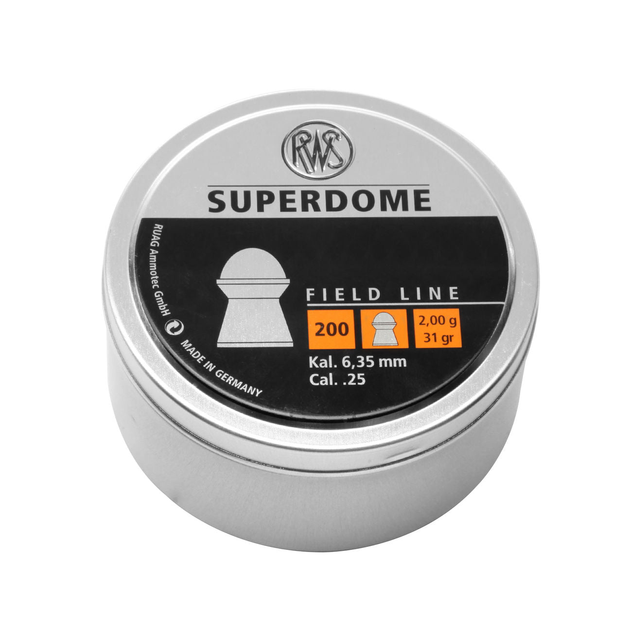 Piombini RWS 6.35mm 2gr Superdome Bulldog airgun pellets precisione 200pz